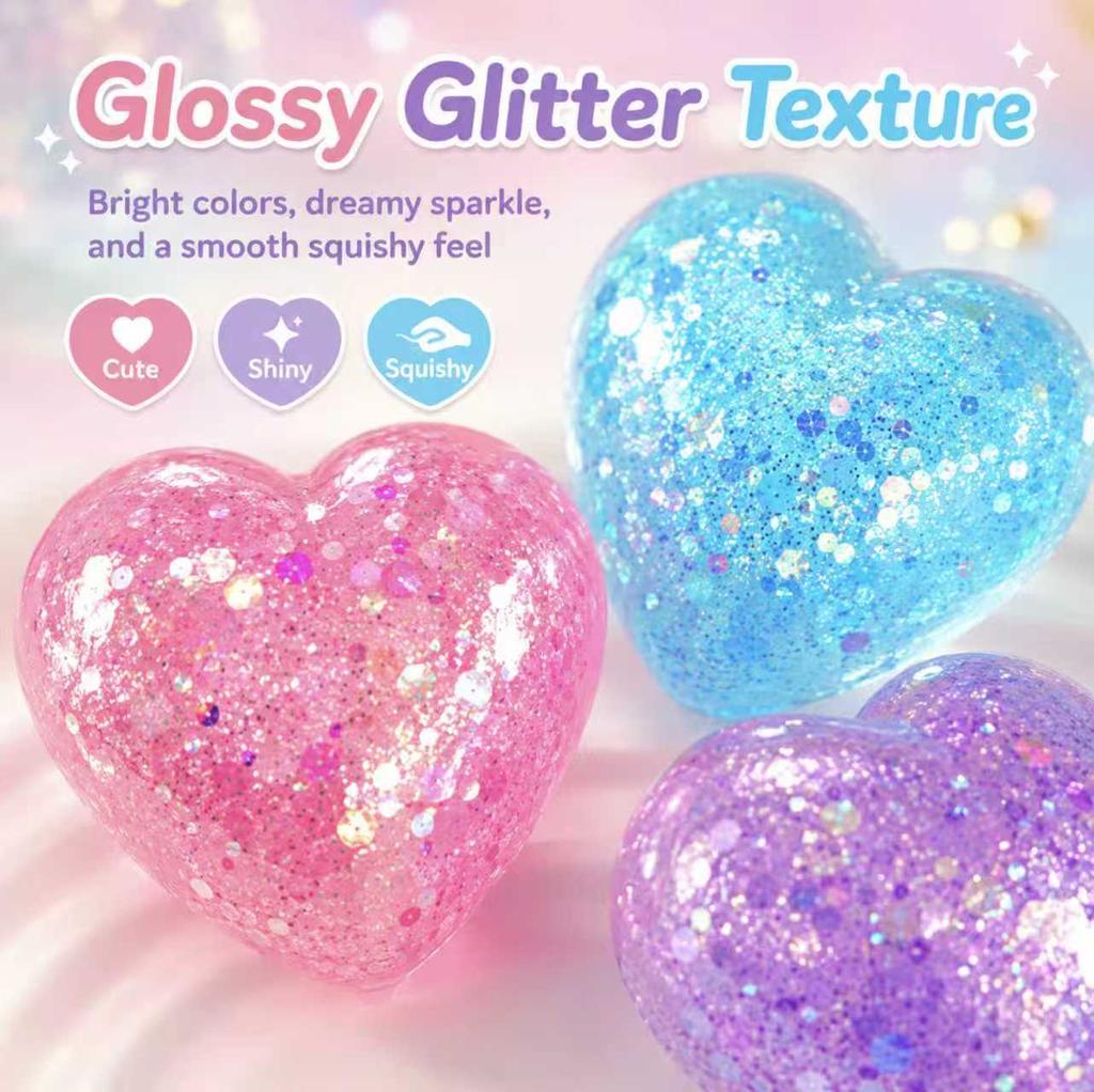 1 Stück Farbwechselndes Herz Quetschspielzeug Pailletten Liebe Fidget Spielzeug Squishy Knetspielzeug Stressabbau Spielzeug Kawaii
