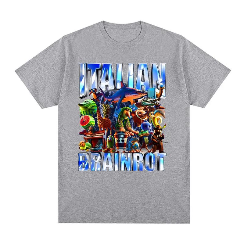 Italian Brainrot Tralalero Tralala Tung Tung Tung Sahur Bombardiro Crocodilo Funny Meme Graphic T-shirt Children  Fashion Tshirt