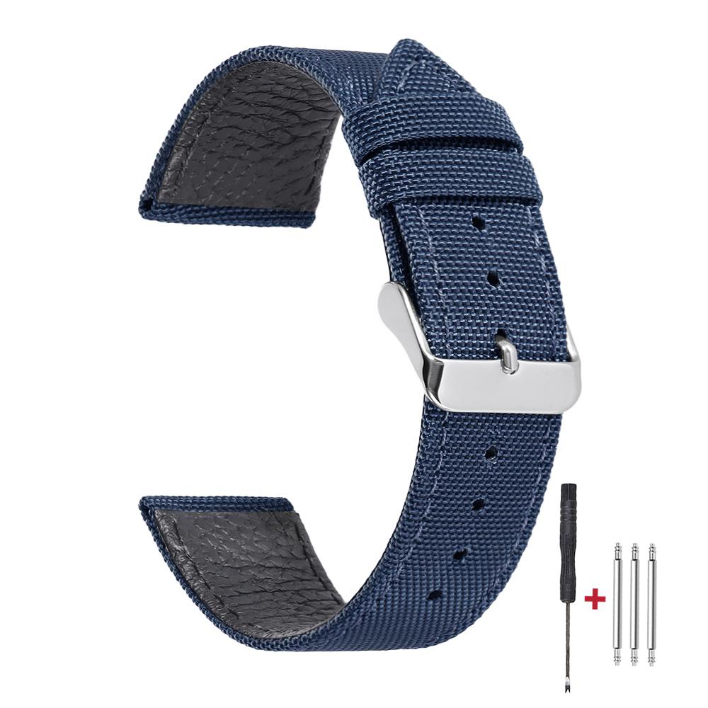Seiko için Kaliteli Naylon Kanvas Saat Kayışı 20mm 22mm Erkekler İçin Su Geçirmez Hakiki Deri Saat Kayışı Ordu Yeşili Akıllı Saat Bilekliği