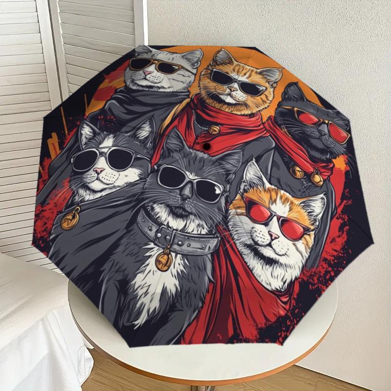 

1pc Cat Gang Automatic Folding Umbrella - Compact 8-Rib Design,Perfect Gift for Friends & Family yy250926046