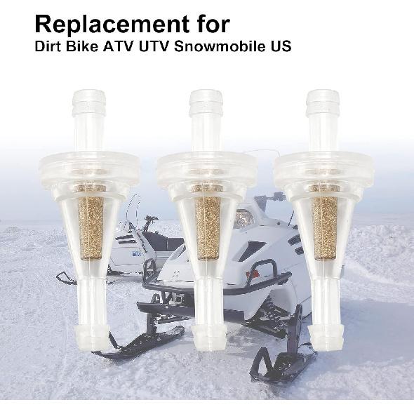 10Pcs 1/4 Inch Motorcycle Clear Gas Inline Fuel Filter Replacement For Dirt Bike ATV UTV Snowmobile Golf Cart Kawasaki John Deere EZGO With 1/4 Inch