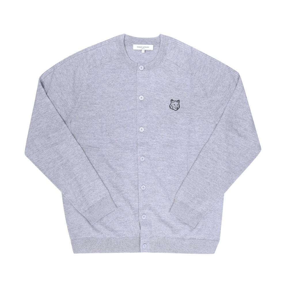 Maison Kitsune Men Gray Head Fox Patch Cardigan Qm00500kt1181