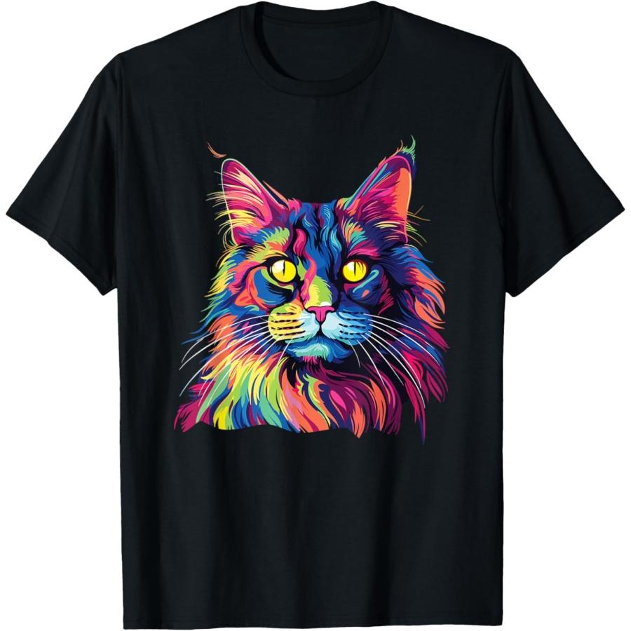 

Cat Watercolors Colorful Maine Coon Cats T-Shirt XXXXXL чорний