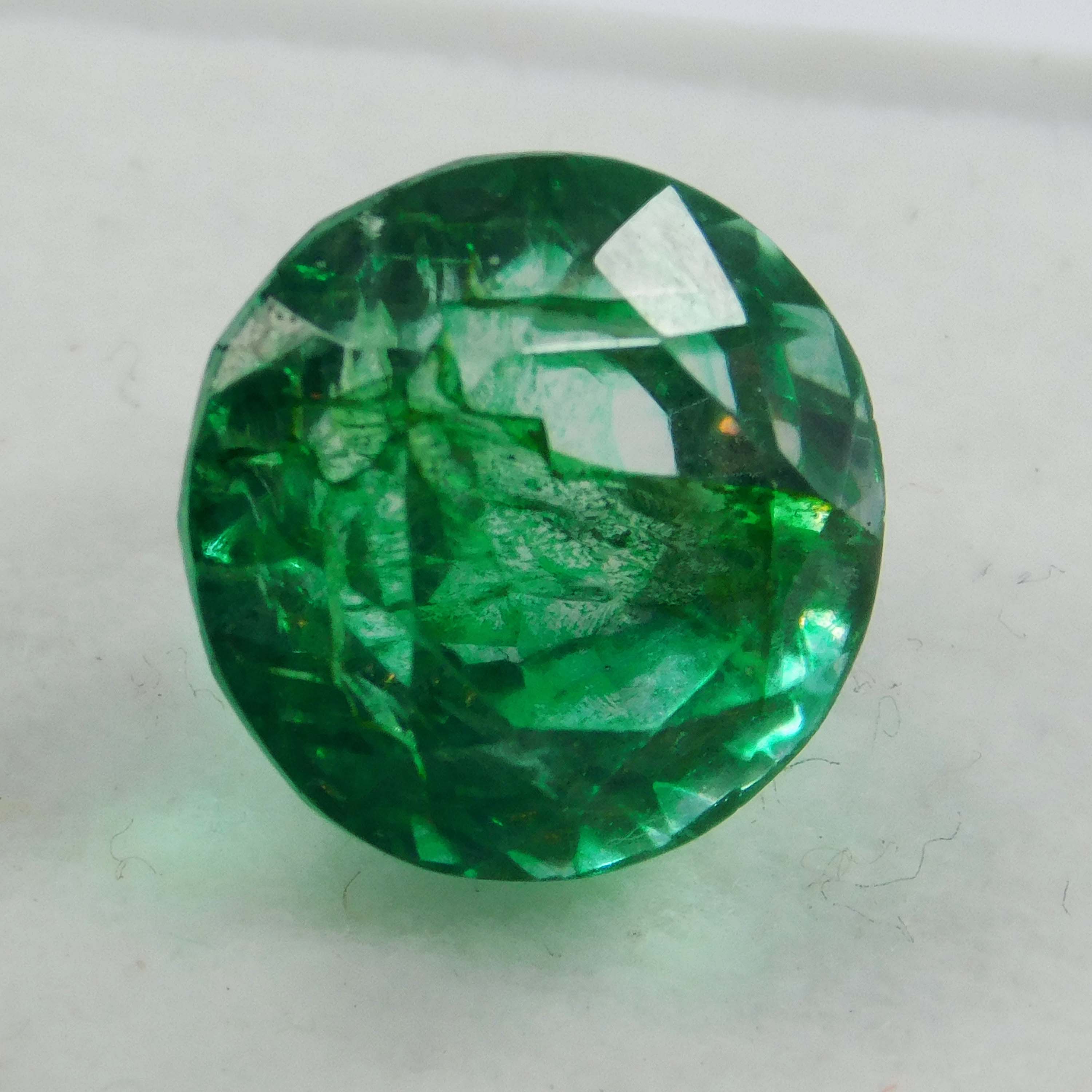 

CERTIFIED 6.63 Carat Natural Colombian Green Emerald Round Cut Loose Gemstone 12 mm Approx. зелений