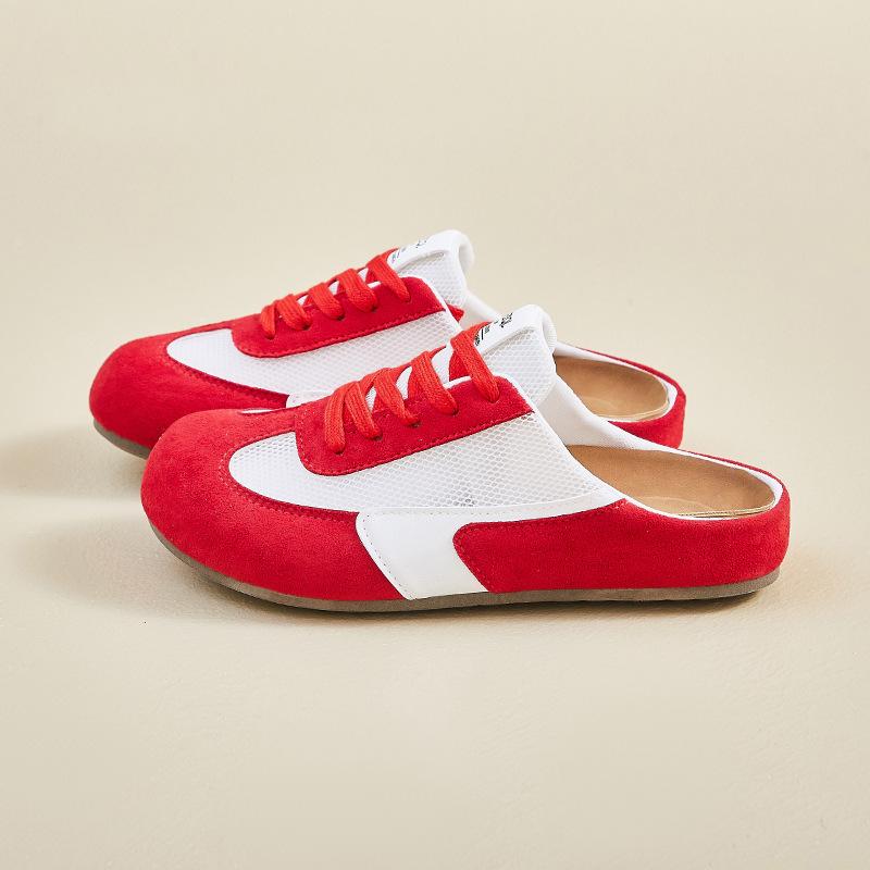 Summer Half-support White Shoes New Style Female Student Breathable Height-enhancing Casual Street Clapper Shoes