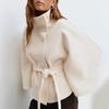 Women's Autumn/Winter Stand-Up Collar Cloak with Button Waist Belt