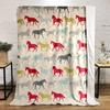 Colorful Horse Pattern Blanket Design Patterned Flannel Blanket Perfect for the Bedroom Living Room, Sofa, or a Little Nap