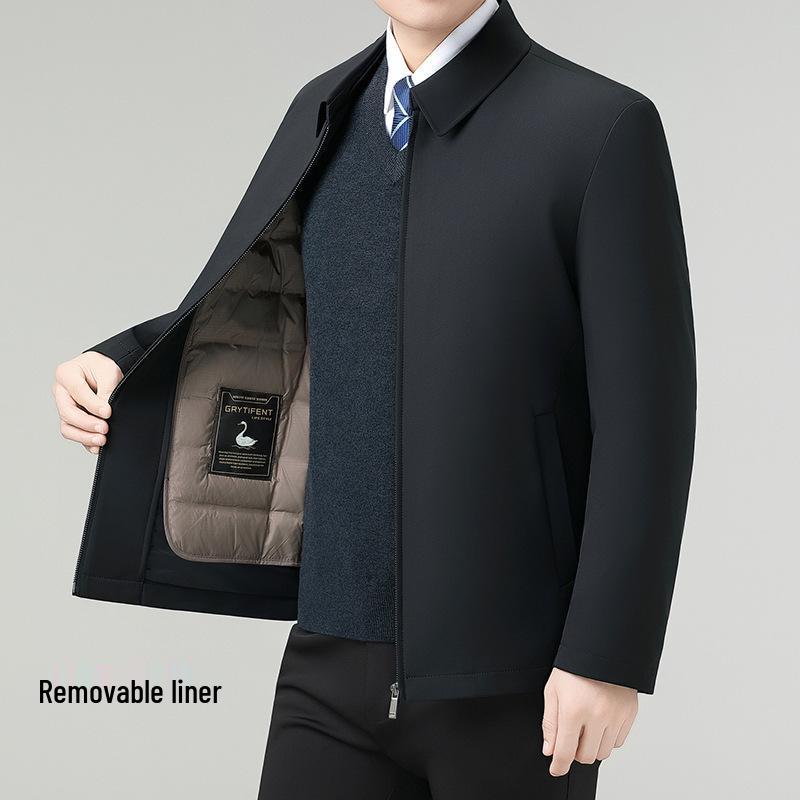 Men's Premium Goose Down Jacket - Thick, Warm Business Casual Short Coat