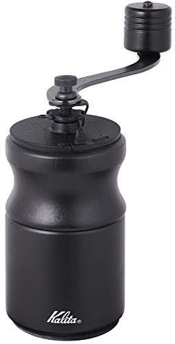 Kalita KH-10BK Coffee Mill, Black, with Wooden Handle and Durable Cast Iron Cutter, Adjustable Coarseness, #42168, Manual Coffee Grinder, Compact and