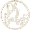 35cm 'Oh Baby' Wooden Slice Banner for Baby Shower or Birthday Decoration