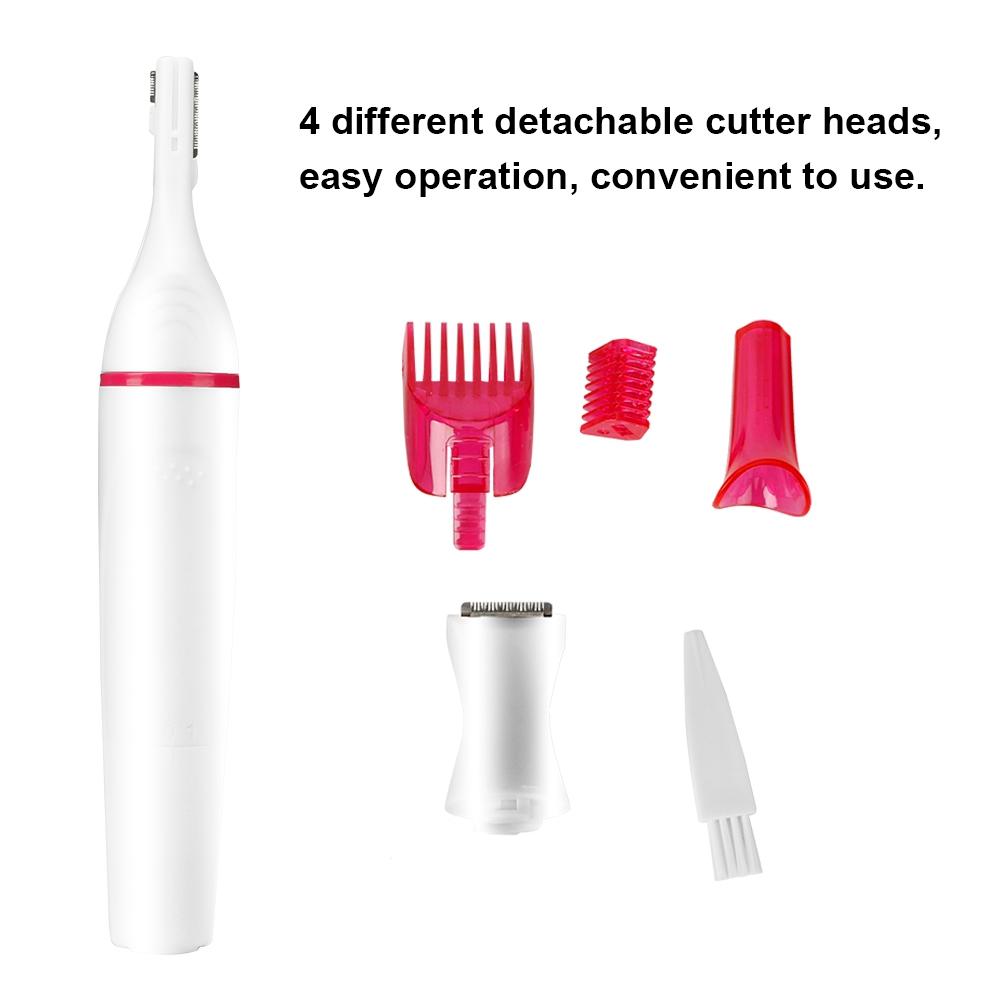 4-in-1 Electric Women Hair Shaver Eyebrow Nose Bikini Hair Trimmer Battery Not Included