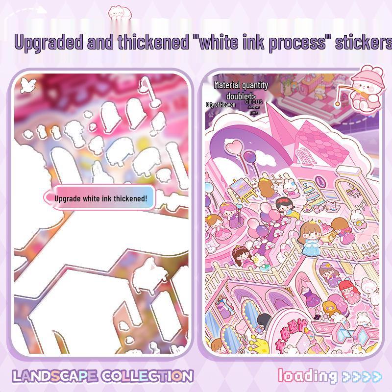 Carte Creativă cu Autocolante pentru Peisaj 3D: Scenă Miniatură Cabană pentru Colaj DIY & Jurnal