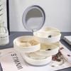 Rotating Four-layer Jewelry Box Necklace Earrings Ring Bracelet Storage Organizer Multilayer Compartment Storage Box with Mirror