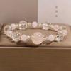 Exquisite Rose Quartz & White Crystal Bracelet: Light Luxury, Fashionable & Versatile Gift for Women