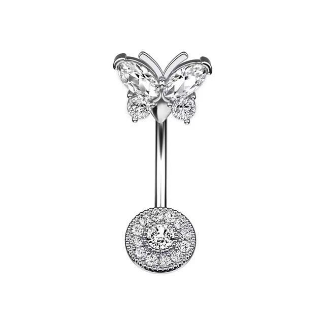 Retro Stainless Steel Titanium Belly Button Ring with Double Handcuffs Design
