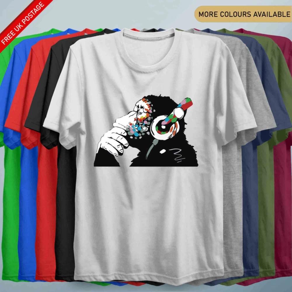 MONKEY DJ BANKSY UnisexS T SHIRT COOL GRAFFITI ART ANIMAL LOVER ARTIST FUNNY TOP S
