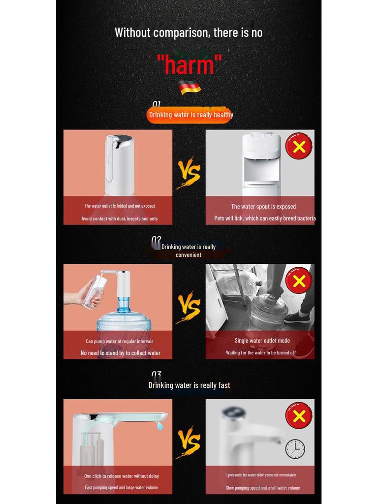 Rechargeable Folding Electric Water Dispenser with Insect-Proof Feature