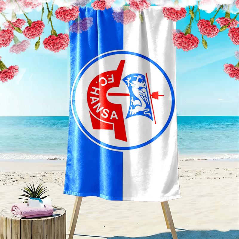 FC Hansa Rostock Druck Strandtuch, Großes Weiches Schnelltrocknendes Handtuch für Strand Camping Schwimmen