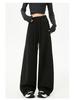 Women's Off-White Fleece-Lined Wide-Leg Pants, Autumn/Winter, Relaxed Fit, Casual, Good Drape, Straight Leg, Glutinous Rice Air Pants