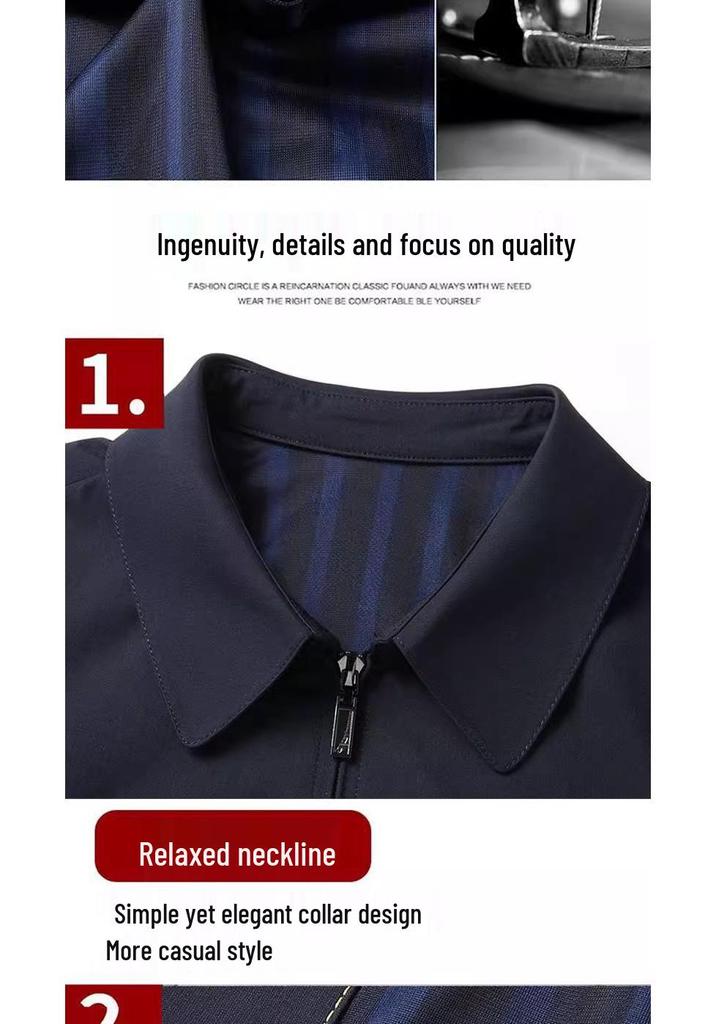 High-Grade Men's Lapel Coat - Business Casual Jacket for Middle-Aged & Elderly Dads, Fashionable & Versatile for Spring and Autumn.