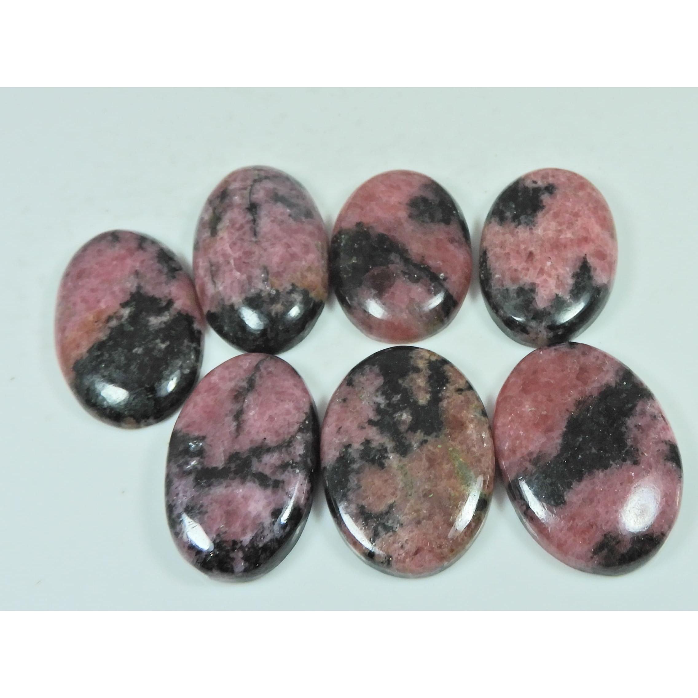 355Cts. Natural Rhodonite Oval Shape Cabochon Loose Gemstone 07 Pcs Lot C-2933