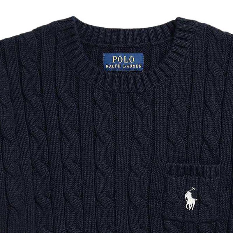 Polo Ralph Lauren Sweater FW24 Cable Knit Cotton Short Sleeve Kids Tops Dark-Blue CWPOSWEG6820542-410