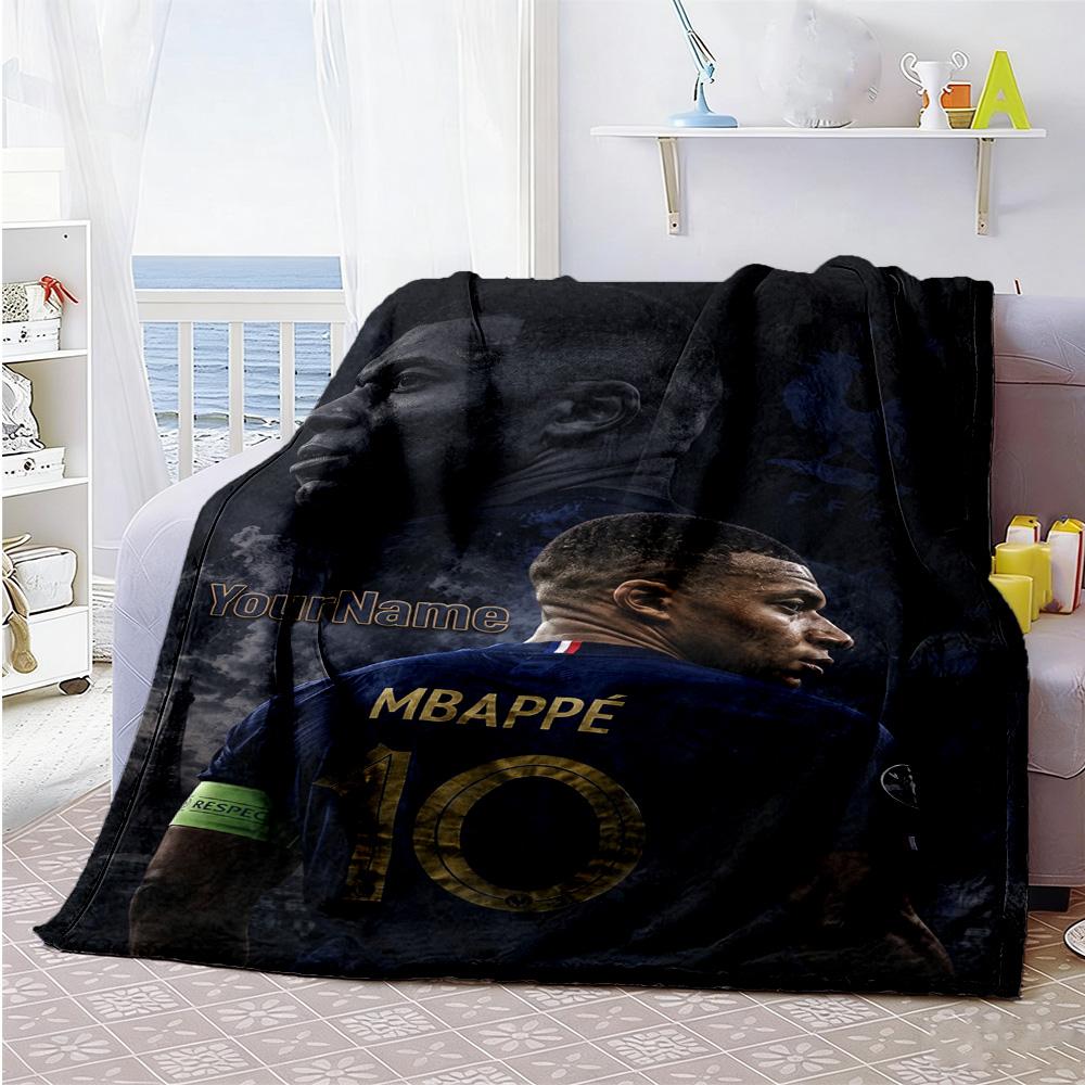 Mbappe 216 Customize Text Blanket Multi-purpose Customizable Blanket Durable Comfort Perfect for Sofa Nap Bedding Office Ideal for All Seasons