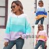 Autumn and Winter New Color Matching Crew Neck Knitted Sweater for Women, Europe, America and Europe Fashion Sweater for Women