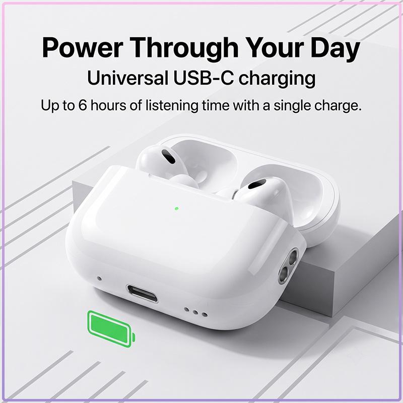 AirPods Pro 2nd Generation Wireless Earbuds 30 Hours Listening Time Touch Control Precision Speaker Holes In Ear Apple Bluetooth Headphones