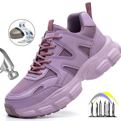 Kadınlar İçin Koruyucu Ayakkabılar İş Spor Ayakkabıları Moda Güvenlik Ayakkabıları Ezilmeye Karşı Delinmeye Karşı Yıkılmaz Ayakkabılar İş Botu