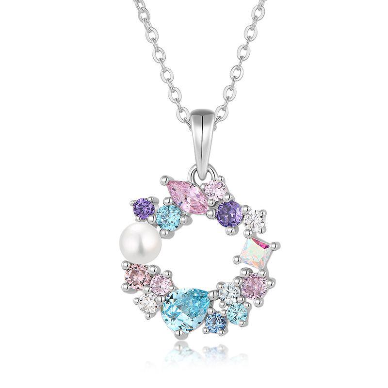 S925 Sterling Silver Zircon Freshwater Pearl Pendant Necklace for Women - Exquisite Clavicle Chain S925 Silver