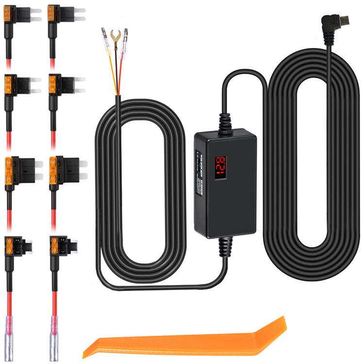 Caricabatteria per auto a tensione regolabile con dash cam time-lapse e display digitale