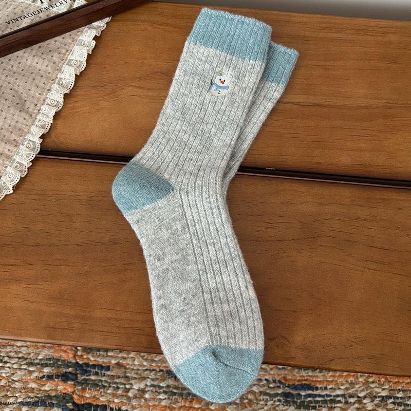 Christmas Wool Socks, Socks, Seasonal Thickened, Warm And Cute, Embroidered Snowflake Sky Stockings