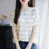 Women Knit T-shirt Summer Knitted Shirt Short Sleeve Tees O-neck Pullover Knit Tops Female