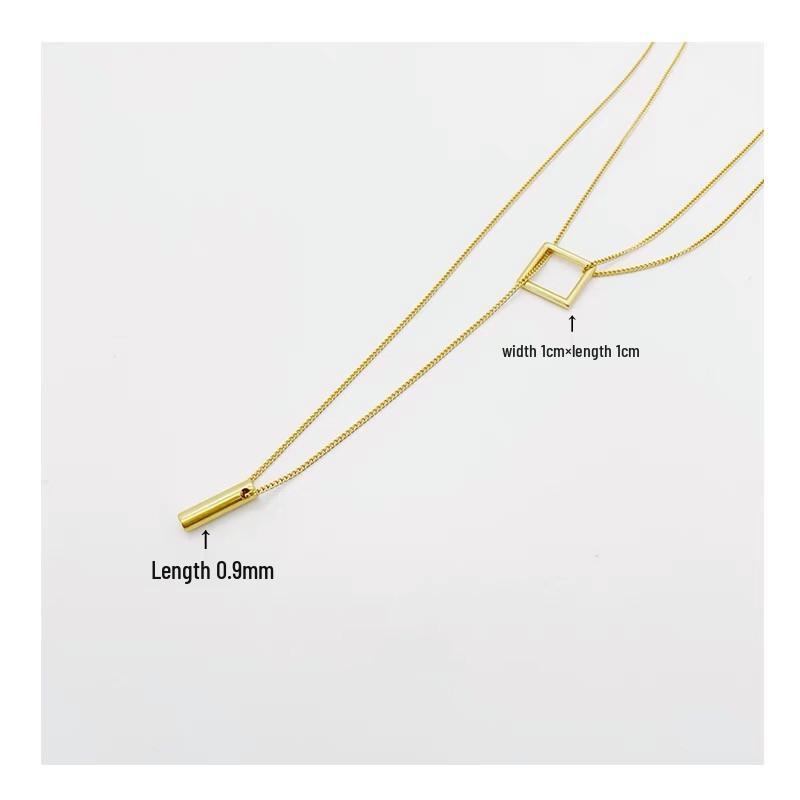 14K Gold Plated Sterling Silver Adjustable Double-Layer Geometric Necklace - European & American Fashion