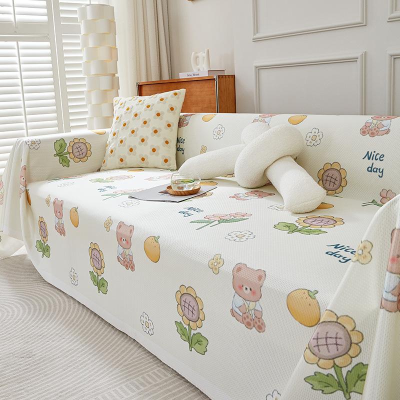 Eisseide Sofabezug Stoff Sommer Sommer Cartoon Niedlich Sofa Handtuch All-Inclusive Universal Leder Sofabezug Vollbezug Decke
