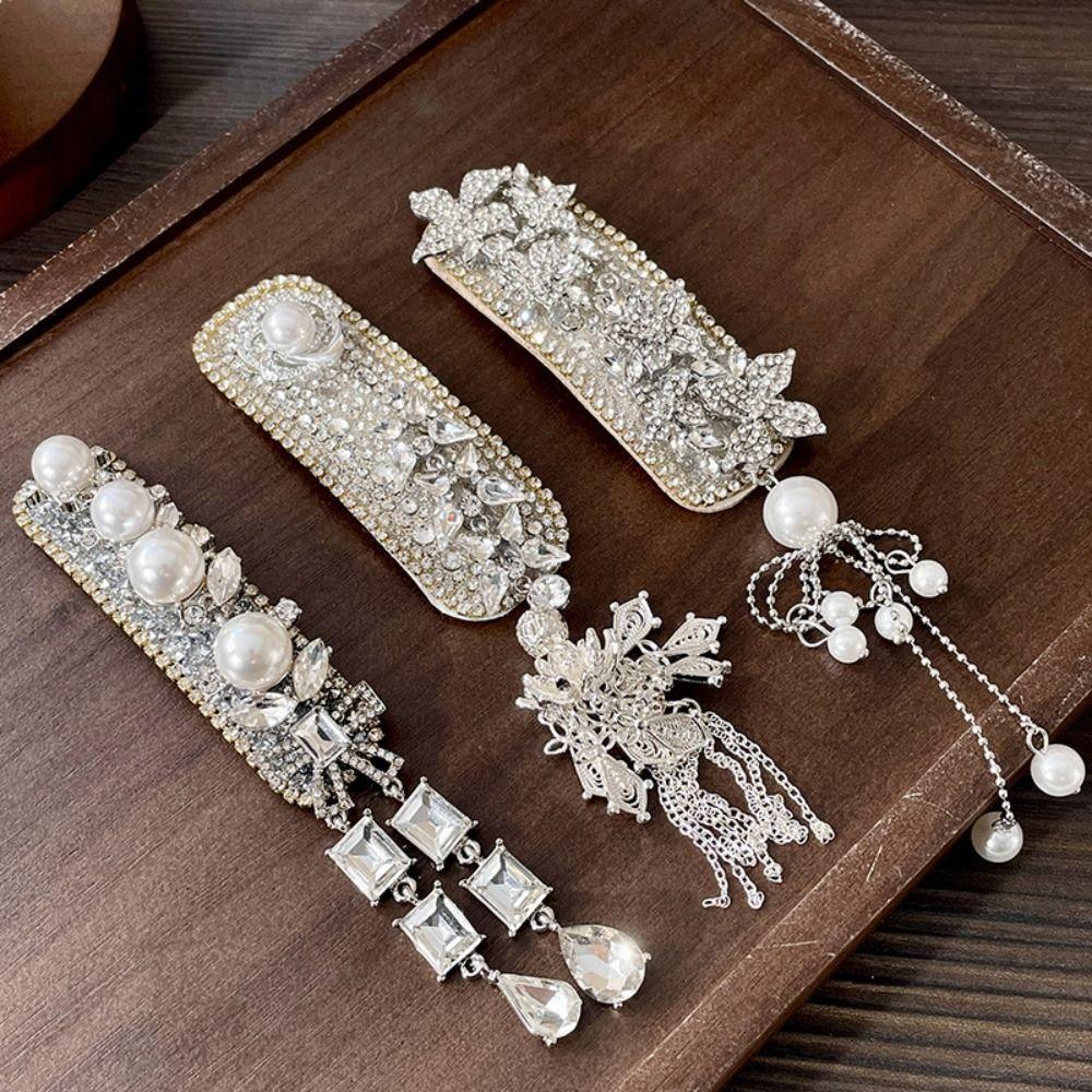 Vintage Chinese Style Tassel Hairpin Crystal Tassel Side Clip Fashion Ethnic Style Hair Clip  Women