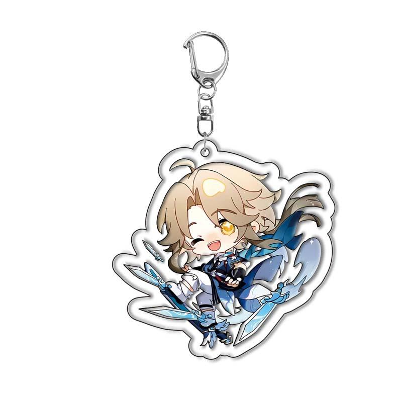 6CM Honkai Star Rail Anime Game Keychain Double-sided Cartoon Figure Lunae Blade Key Ring for Women Car Bag Phone Pendant Gifts