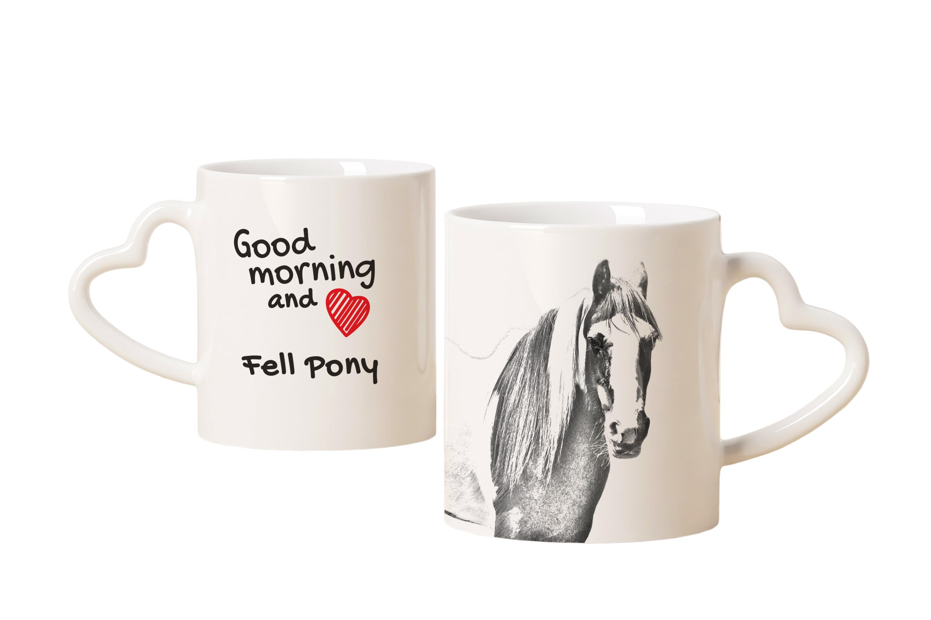 

Fell Pony - cup with a horse, a cute cup with a heart-shaped handle, a universal gift from the Art-Dog brand білий