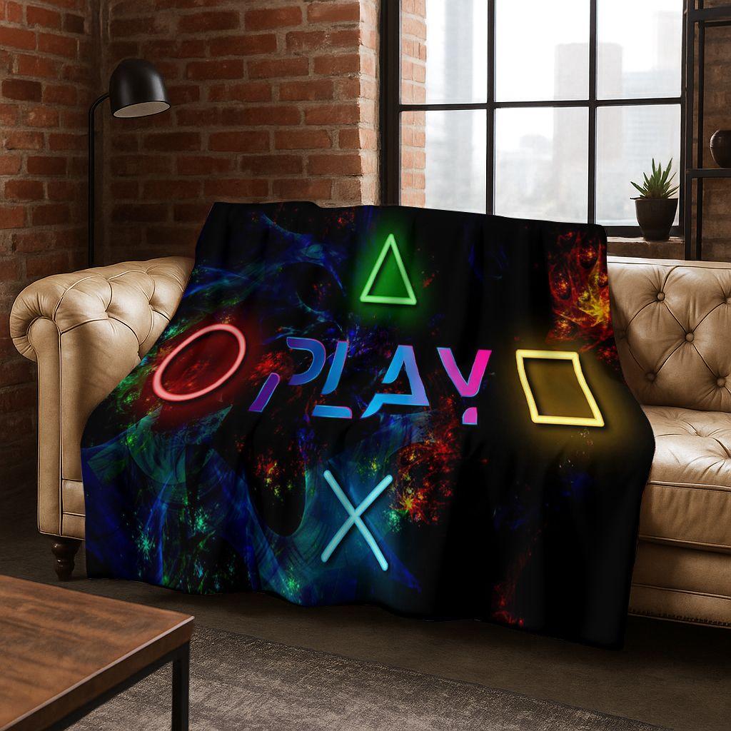 26 Style Gamer Zone Game Controller Flannel Blanket,Warm and Cozy Soft Throw Blanket for Home Bedroom Bed Sofa Travel Cover Kid