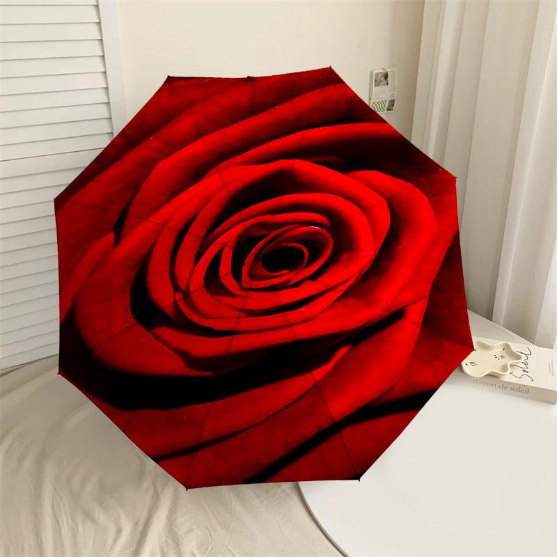 

1PC rose flower Automatic Open/Close Umbrella with Windproof, 8-Rib Sturdy Canopy, Durable Ribs, Fashionable Design, 1302a