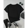 European Size Women's Casual Short-Sleeved V-neck T-shirt-White with Green Four-Leaf Clover Heart Shape Printed, Breathable