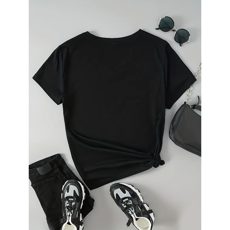 European Size Women's Casual Short-Sleeved V-neck T-shirt-White with Green Four-Leaf Clover Heart Shape Printed, Breathable