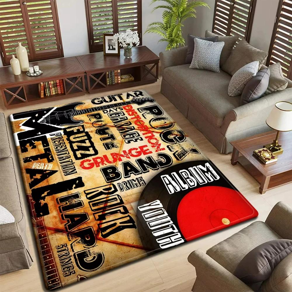 Band Logo Music Rock and Roll Pattern Carpet for Living Room Bedroom Non-Slip Soft Rug Kitchen Floor Mat Entrance Doormat