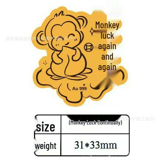 

999 Pure Gold Zodiac Sticker for Mobile – Horse, Dog, Monkey, Sheep, Rat, Dragon Designs – Perfect for Live Broadcast Gifts