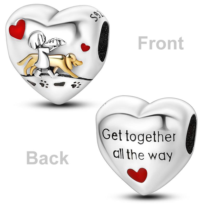 Copper Colorful Love Heart Shape Charm Beads Lover Girl Boy Dangle Fit Bangle Bracelet Necklace Jewelry Marking