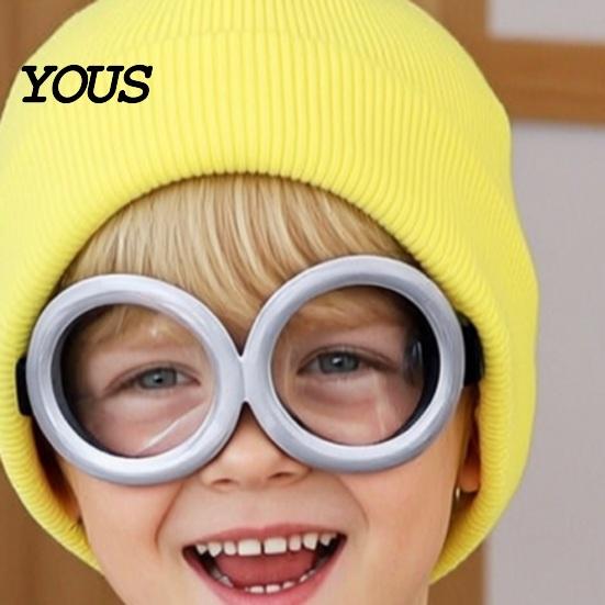 Retro Goggles Costume 3Pcs Halloween Accessories, Yellow Knitted Hat Steampunk Cosplay Props Set Gloves Adults Party for Men Women Long Wear