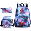 3 Piece School Backpack Set for Students Large Capacity Oxford Cloth Schoolbag with Shoulder Strap and Pencil Case
