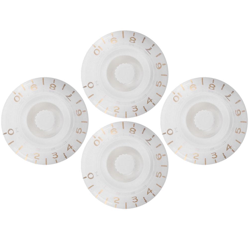 4Pcs Tone Control Knob Transparent Bell Volume Musical Instrument Accessories forGuitar BassWhite with Gold Letter