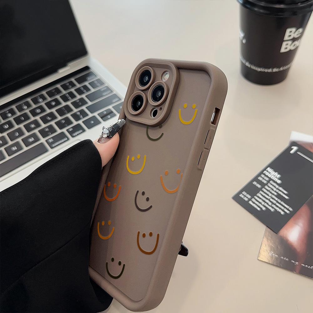 Simple lines and smiling face Phone case iPhone 15 Pro Max 11 12 13 16 14 Plus Silicone Shockproof Case Lens protector shell